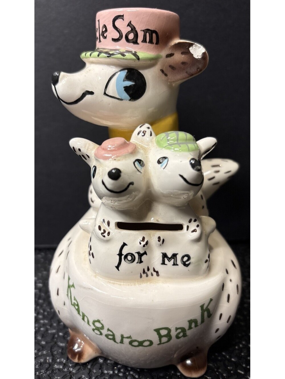 VTG Holt Howard Kangaroo $ For Uncle Sam For Me Coin Bank Japan Ceramic Kitsch